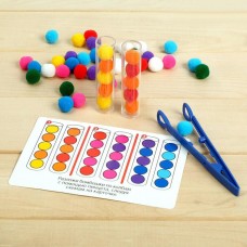 Развивающий набор «Цветные бомбошки: сложи по образцу», цвета, счёт, по методике Монтессори