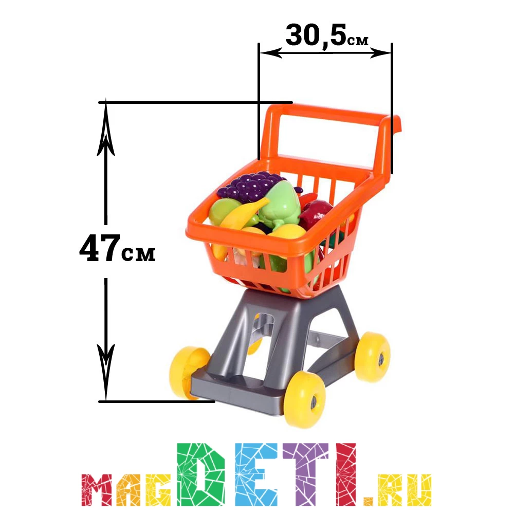 Купить Тележка для супермаркета с фруктами и овощами, оранжевая в Самаре и  Москве