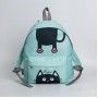 Рюкзак школьный молодежный, отдел на молнии, наружный карман, цвет мятный, принт "Кот"