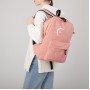 Рюкзак школьный, отдел на молнии, наружный карман, 2 боковых кармана, пенал, цвет персиковый с принтом