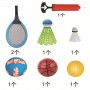 Спортивный игровой набор "4 в 1": баскетбол, бадминтон, волейбол, теннис (баскетбольный мяч, волейбольный мяч, 2 ракетки, 2 волана,  теннисный мяч,  баскетбольное кольцо, сетка, насос), в коробке
