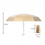 Мини зонт женский складной с защитой от солнца (UV) и от дождя, компактный, складной, диаметр купола 86 см, цвет: верх-золотой, низ-бежевый