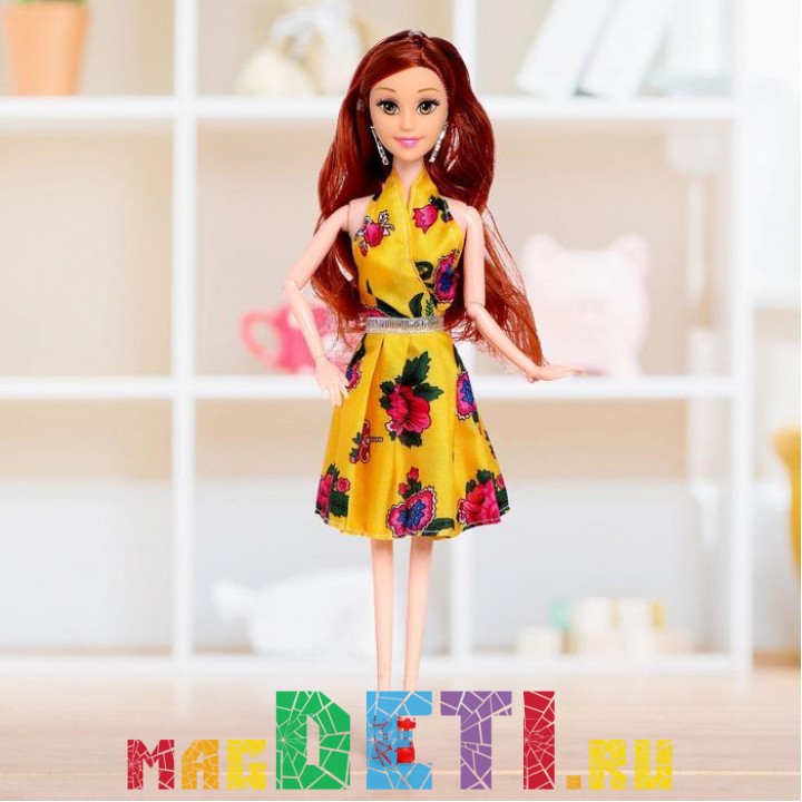 Кукла модель шарнирная «Анна» в платье, желтый